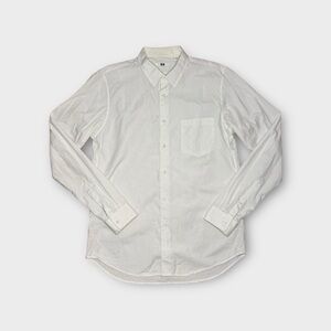 Uniqlo Polkadot White Button Up Dress Shirt